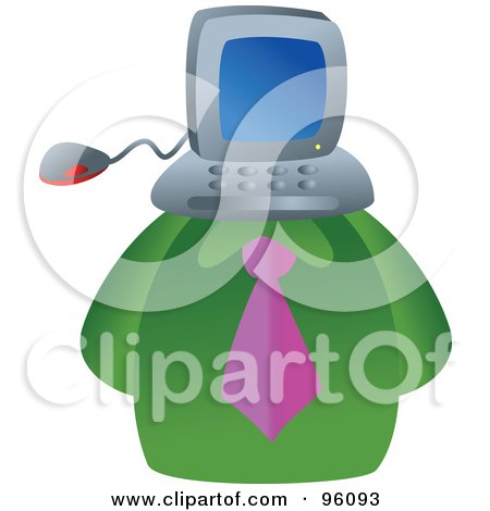 Royalty-Free (RF) Clipart Illustration of a Businessman With A Computer Face by Prawny