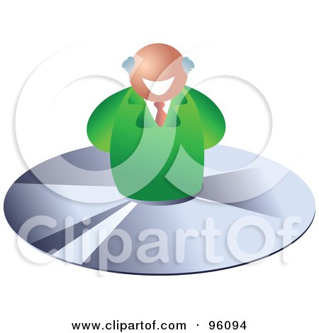 Royalty-Free (RF) Clipart Illustration of a Happy Senior Businessman Over A CD by Prawny