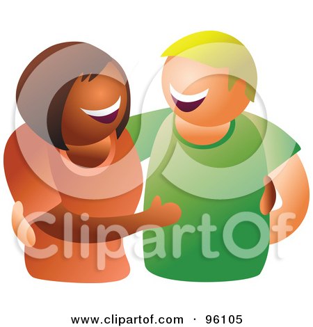 Royalty-Free (RF) Clipart Illustration of a Happy Hispanic Woman And Caucasian Man by Prawny