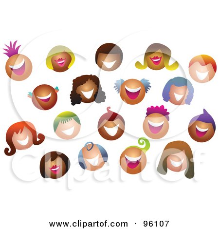 Royalty-Free (RF) Clipart Illustration of a Happy Crowd Of Smiling Colorful People by Prawny
