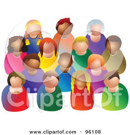 Royalty-Free (RF) Clipart Illustration of a Diverse Crowd Of Colorful Faceless People by Prawny