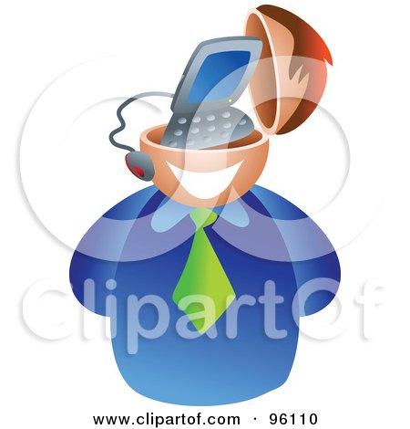Royalty-Free (RF) Clipart Illustration of a Businessman With A Computer Brain by Prawny