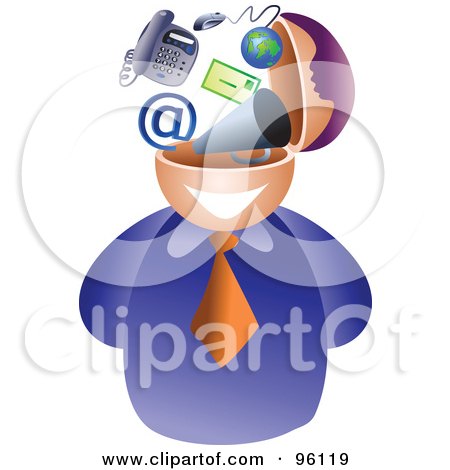 Royalty-Free (RF) Clipart Illustration of a Businessman With A Communications Brain by Prawny