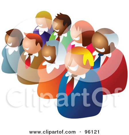 Royalty-Free (RF) Clipart Illustration of Two Diagonal Rows Of Diverse Business People by Prawny