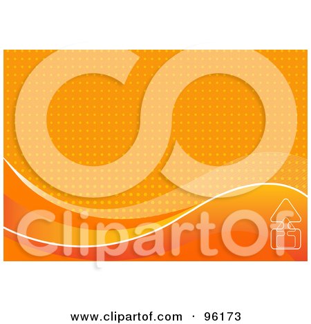 Royalty-Free (RF) Clipart Illustration of an Orange Background With Waves And Halftone by Pushkin