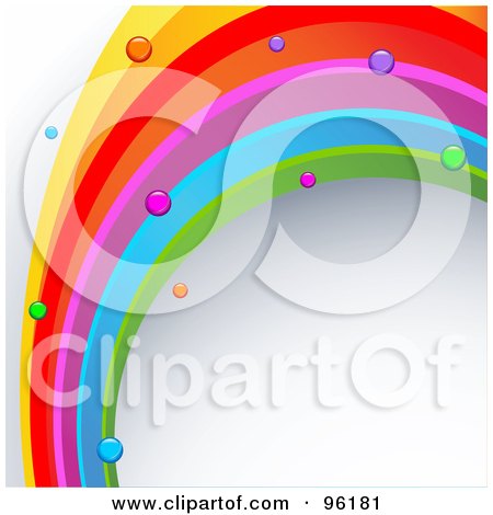 Royalty-Free (RF) Clipart Illustration of a Rainbow Curve With Dots On A Shaded White Background by Pushkin