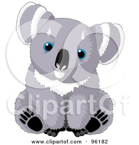 Royalty-Free (RF) Clipart Illustration of a Cute Gray And White Sitting Baby Koala by Pushkin