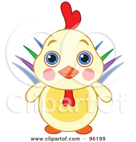 Royalty-Free (RF) Clipart Illustration of an Adorable Rooster Lion With Big Blue Eyes by Pushkin
