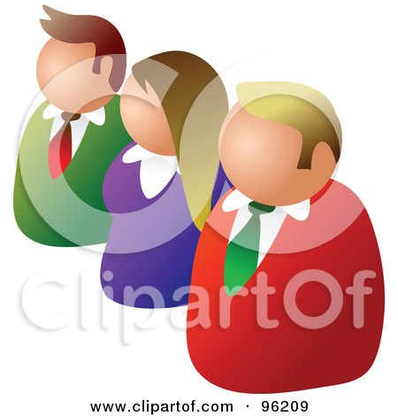 Royalty-Free (RF) Clipart Illustration of Three Business People In A Diagonal Line by Prawny