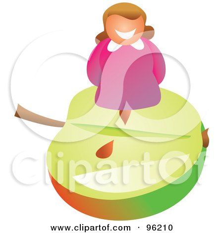 Royalty-Free (RF) Clipart Illustration of a Happy Woman Standing An An Apple Slice by Prawny