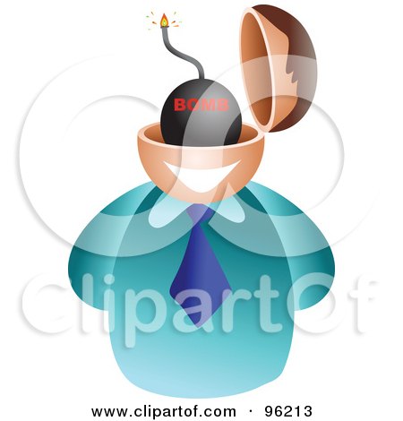 Royalty-Free (RF) Clipart Illustration of a Businessman With A Bomb Brain by Prawny