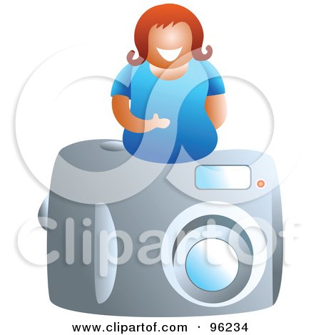 Royalty-Free (RF) Clipart Illustration of a Happy Woman On Top Of A Camera by Prawny