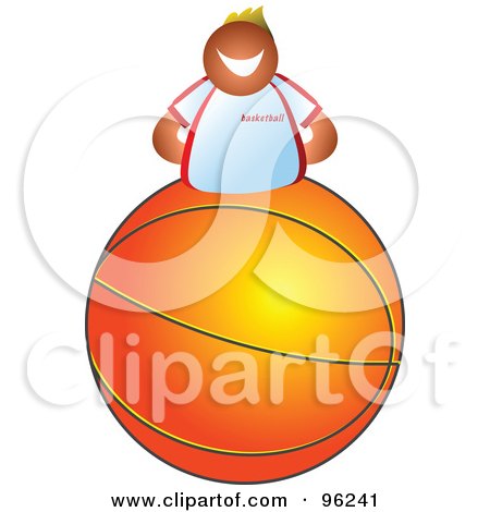 Royalty-Free (RF) Clipart Illustration of a Happy Man On Top Of A Basketball by Prawny