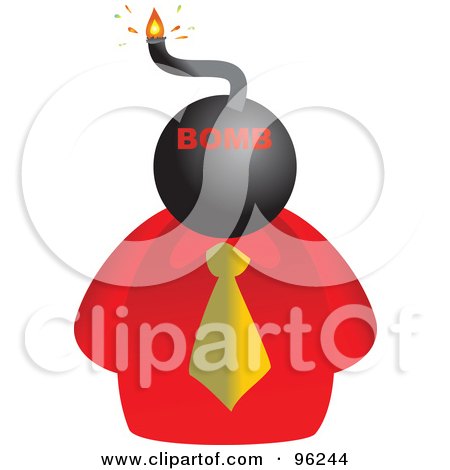 Royalty-Free (RF) Clipart Illustration of a Businessman With A Bomb Face by Prawny