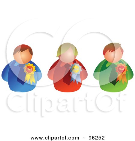 Royalty-Free (RF) Clipart Illustration of a Digital Collage Of Three Businessmen With Award Ribbons by Prawny
