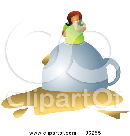 Royalty-Free (RF) Clipart Illustration of a Woman On Top Of A Tipped Over Coffee Cup by Prawny