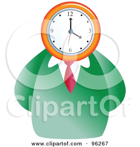 Royalty-Free (RF) Clipart Illustration of a Businessman With A Clock Face by Prawny