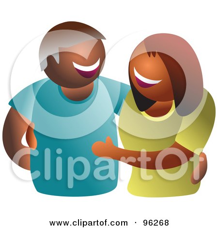 Royalty-Free (RF) Clipart Illustration of a Happy Smiling Faceless Hispanic Or Black Couple by Prawny