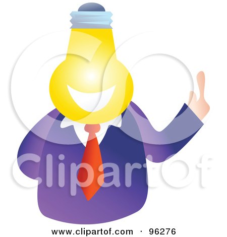 Royalty-Free (RF) Clipart Illustration of a Businessman With A Light Bulb Face by Prawny