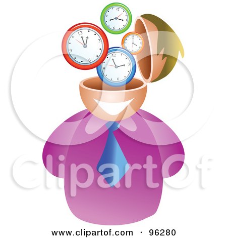 Royalty-Free (RF) Clipart Illustration of a Businessman With A Clock Brain by Prawny