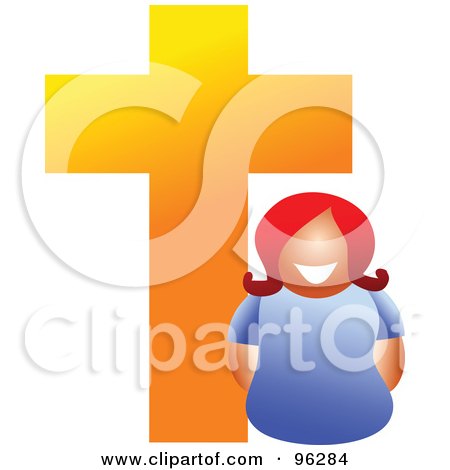 Royalty-Free (RF) Clipart Illustration of a Happy Christian Woman Under A Cross by Prawny