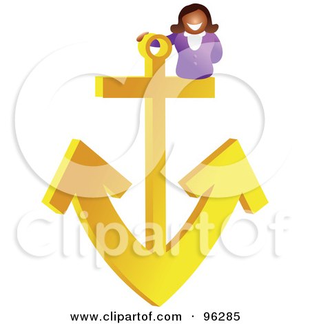 Royalty-Free (RF) Clipart Illustration of a Woman On A Yellow Anchor by Prawny