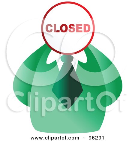 Royalty-Free (RF) Clipart Illustration of a Businessman With A Closed Sign Face by Prawny