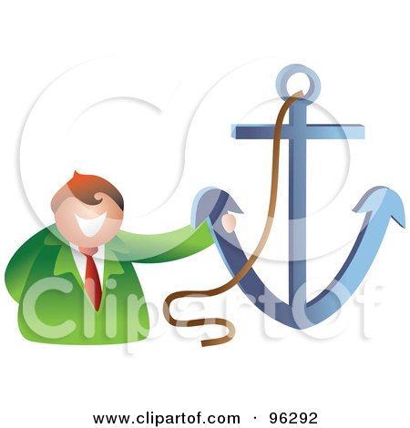 Royalty-Free (RF) Clipart Illustration of a Man Standing By A Blue Anchor by Prawny
