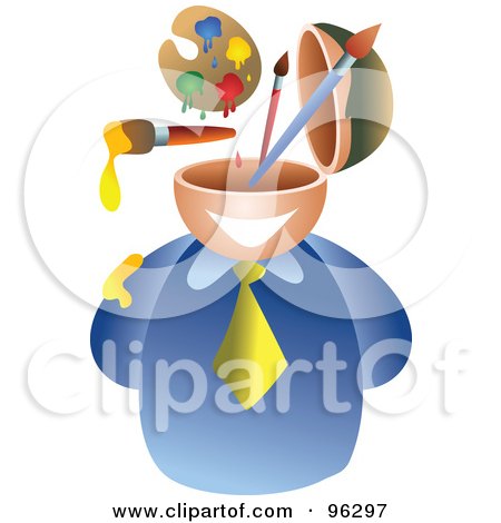 Royalty-Free (RF) Clipart Illustration of a Businessman With An Art Brain by Prawny