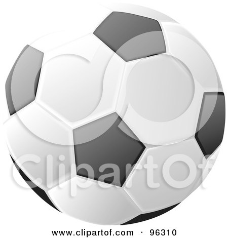 Royalty-Free (RF) Clipart Illustration of a Soccer Ball With Black And White Traditional Markings by Rasmussen Images