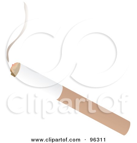 Royalty-Free (RF) Clipart Illustration of a Cigarette With Rising Smoke by Rasmussen Images