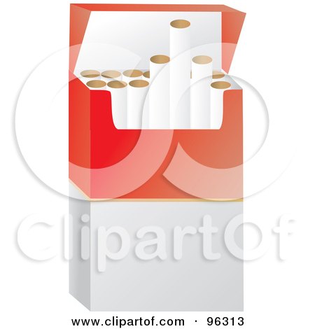 Royalty-Free (RF) Clipart Illustration of a Red And White Package Of Cigarettes by Rasmussen Images