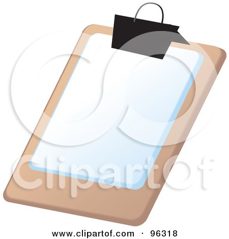 Royalty-Free (RF) Clipart Illustration of a Piece Of Blank Paper Clipped To A Clipboard by Rasmussen Images