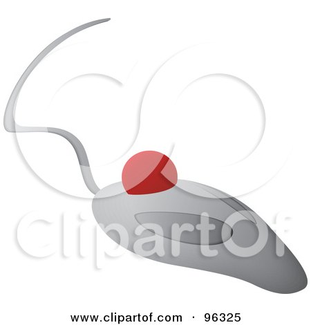 Royalty-Free (RF) Clipart Illustration of a Gray Trackball Computer Mouse With A Cable by Rasmussen Images