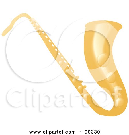 Royalty-Free (RF) Clipart Illustration of a Shiny Golden Saxophone by Rasmussen Images