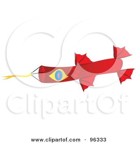Royalty-Free (RF) Clipart Illustration of a Colorful Kite Flying In The Wind - 7 by Rasmussen Images