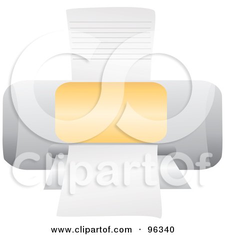 Royalty-Free (RF) Clipart Illustration of a Compact Desktop Printer With Ruled Paper by Rasmussen Images