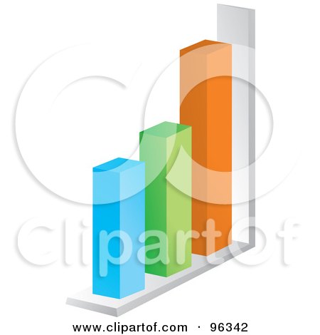 Royalty-Free (RF) Clipart Illustration of a 3d Bar Graph Of Blue, Green, Orange And White Columns by Rasmussen Images