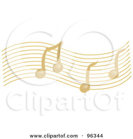 Royalty-Free (RF) Clipart Illustration of a Golden Wave Of Music Notes by Rasmussen Images