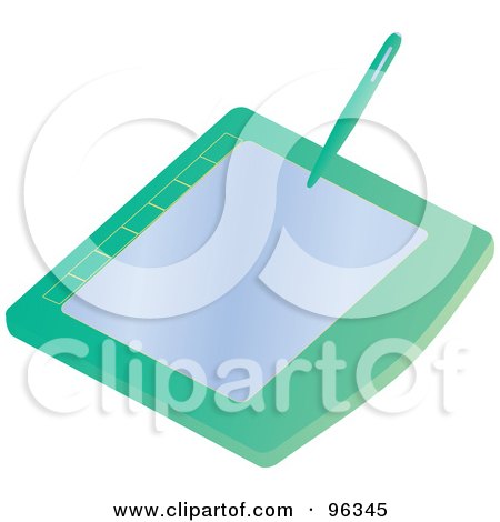 Royalty-Free (RF) Clipart Illustration of a Green And Blue Artist Pen And Tablet by Rasmussen Images