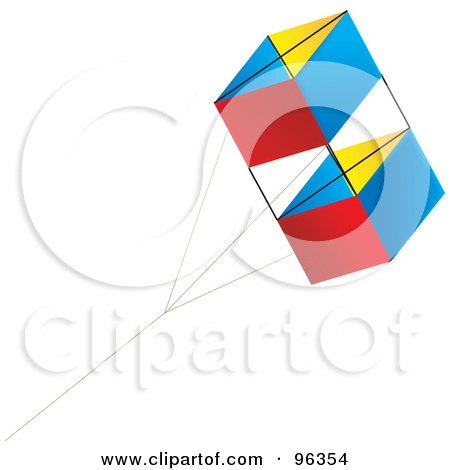 Royalty-Free (RF) Clipart Illustration of a Colorful Kite Flying In The Wind - 6 by Rasmussen Images