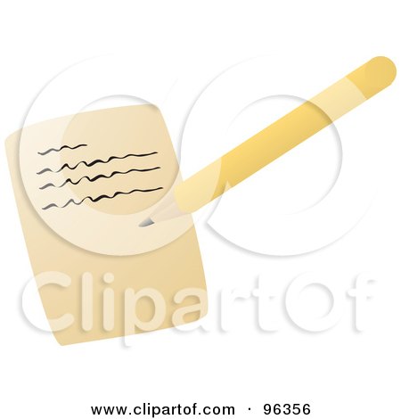 Royalty-Free (RF) Clipart Illustration of a Yellow Pencil Writing A Letter by Rasmussen Images