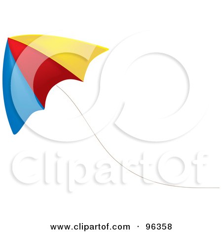 Royalty-Free (RF) Clipart Illustration of a Colorful Kite Flying In The Wind - 1 by Rasmussen Images