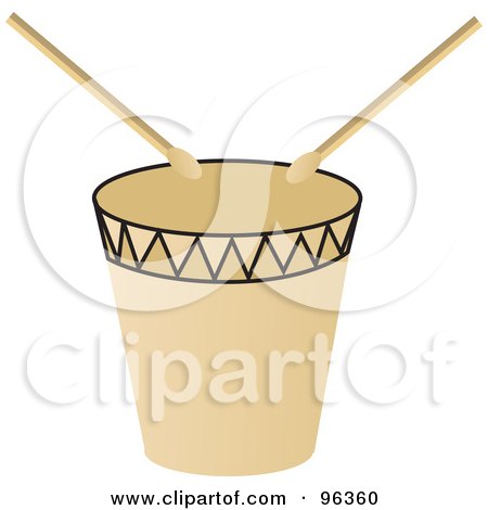 Royalty-Free (RF) Clipart Illustration of a Pair Of Drumsticks Over A Drum by Rasmussen Images