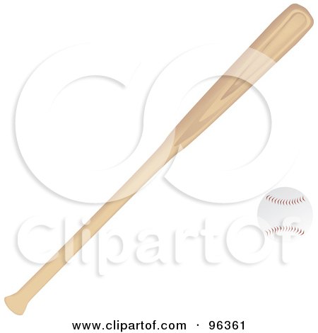 Royalty-Free (RF) Clipart Illustration of a Wood Baseball Bat And White Ball by Rasmussen Images