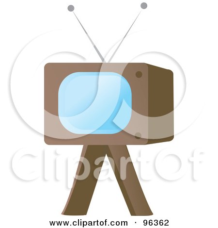 Royalty-Free (RF) Clipart Illustration of a Retro Television On A Wooden Stand by Rasmussen Images