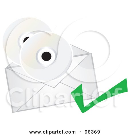 Royalty-Free (RF) Clipart Illustration of CDs With An Envelope And Check Mark by Rasmussen Images