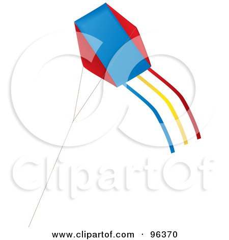 Royalty-Free (RF) Clipart Illustration of a Colorful Kite Flying In The Wind - 2 by Rasmussen Images
