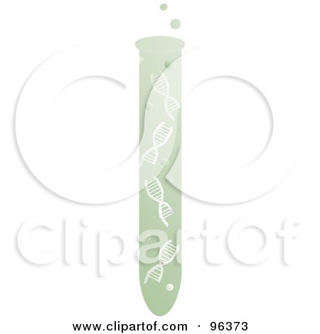 Royalty-Free (RF) Clipart Illustration of a Test Tube Filled With Green DNA by Rasmussen Images