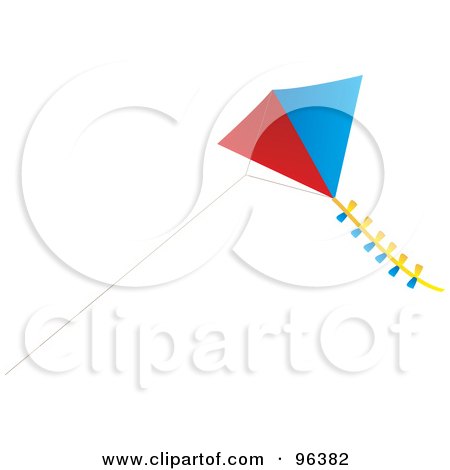 Royalty-Free (RF) Clipart Illustration of a Colorful Kite Flying In The Wind - 4 by Rasmussen Images